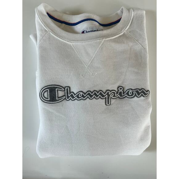Champion White Crewneck Sweatshirt XS | Embroidered Logo | Classic Fit - Picture 6 of 6